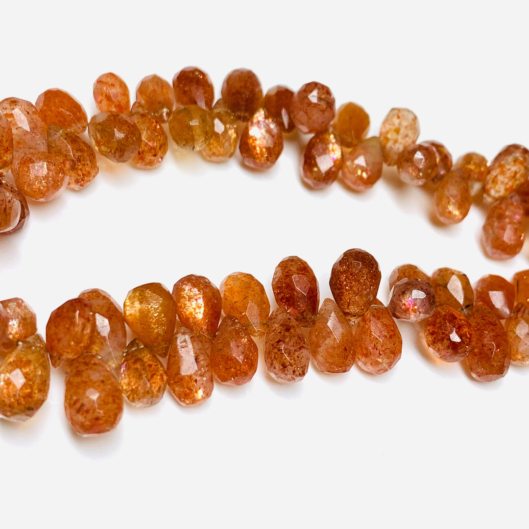 AAA Quality 100% Natural Red Sunstone Drop Shape Beads Strand, 4 inch Strand, Drop Shape Gemstone, Gemstone For Jewellery, 8X5 - 10X6 mm
