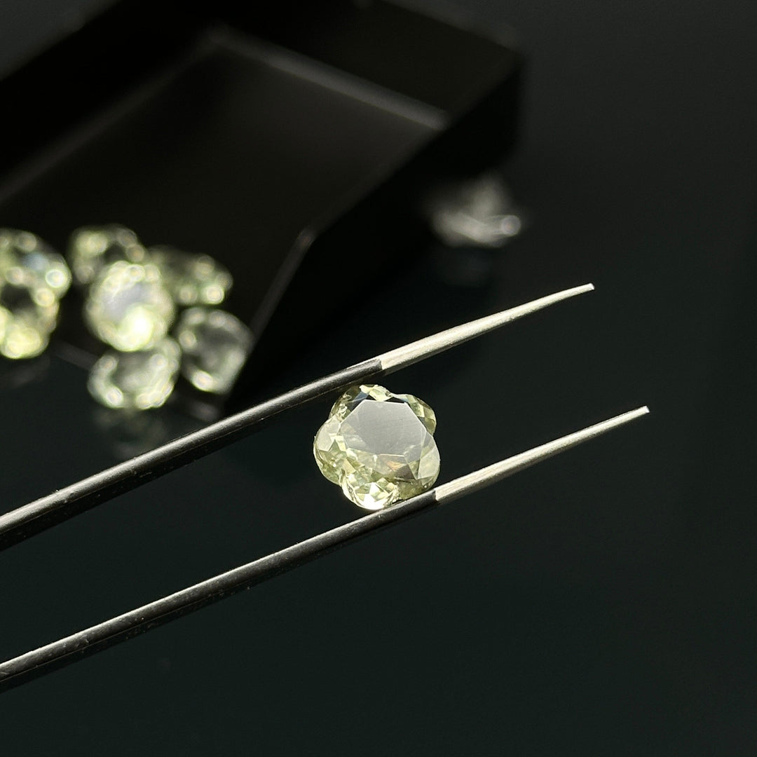 Natural Green Amethyst Flower Shape Faceted Gemstone, Flower Shape Carving Cut Stones For Jewelry Making, 10 MM Clear Visible Crystal Beads