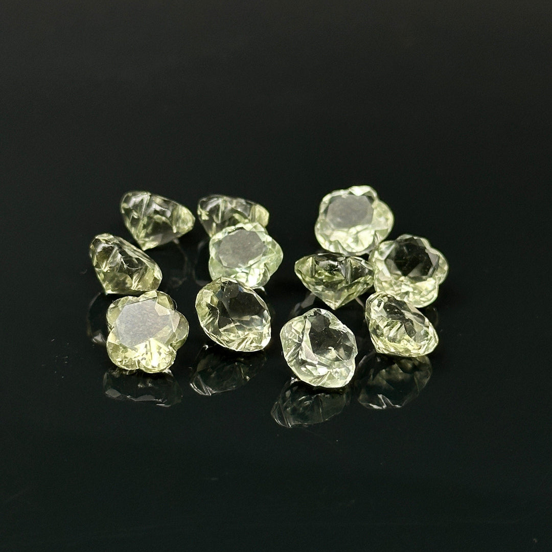 Natural Green Amethyst Flower Shape Faceted Gemstone, Flower Shape Carving Cut Stones For Jewelry Making, 10 MM Clear Visible Crystal Beads