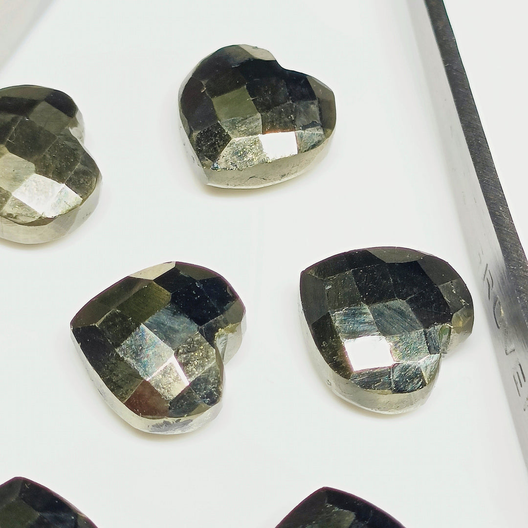 5,6,7,8,9,10 Pcs 100% Natural Pyrite Heart Shape Faceted Gemstone, carved Heart Shape Faceted Gemstone, loose Gemstone  For Jewellery 8 mm