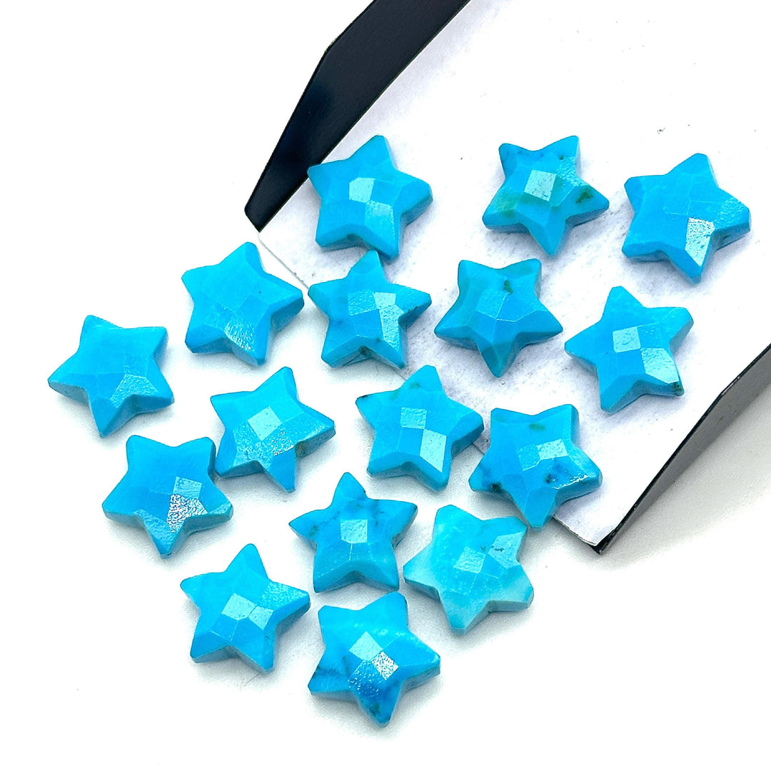 AAA Blue Turquoise Star Shape Briolettes, Turquoise Faceted Star Beads, Wholesale Loose Beads for Jewelry, 12 MM, Hand Carved Star Charms