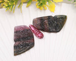 Load image into Gallery viewer, Carved Tourmaline Butterfly Cabochon: AAA Pink &amp; Green Gemstone, 44mm