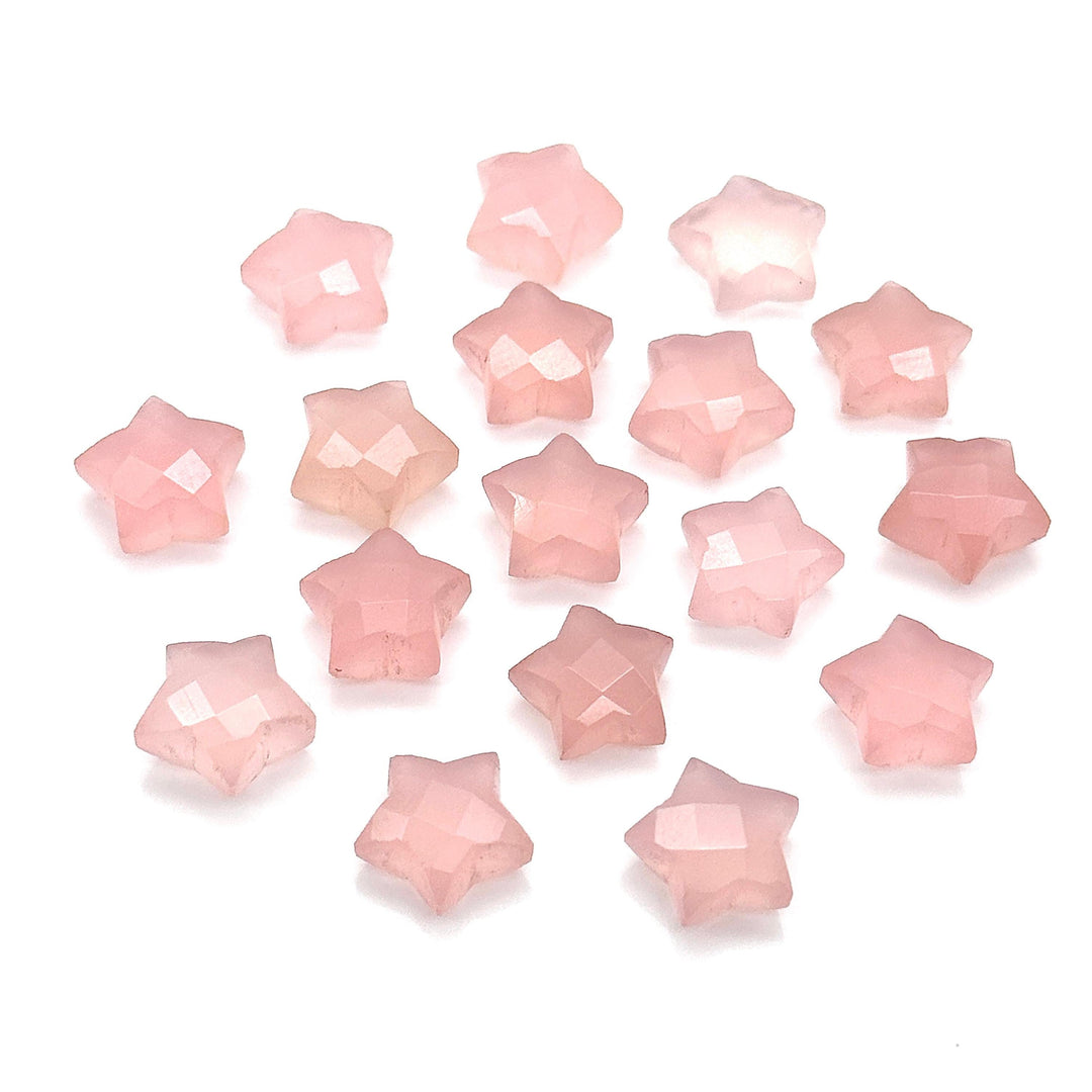 Amazing Pink Chalcedony Star Shape Briolettes, Pink Faceted Hand Carved Star Beads, Star Shape Gemstone Charms, 10 MM Loose Star Beads