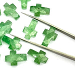 Load image into Gallery viewer, Green Strawberry Cross Shape Beads ~ Healing &amp; Protection Gemstone Beads ~ Faceted Strawberry Beads ~ 15 MM Cross Charm Beads ~ Green Beads