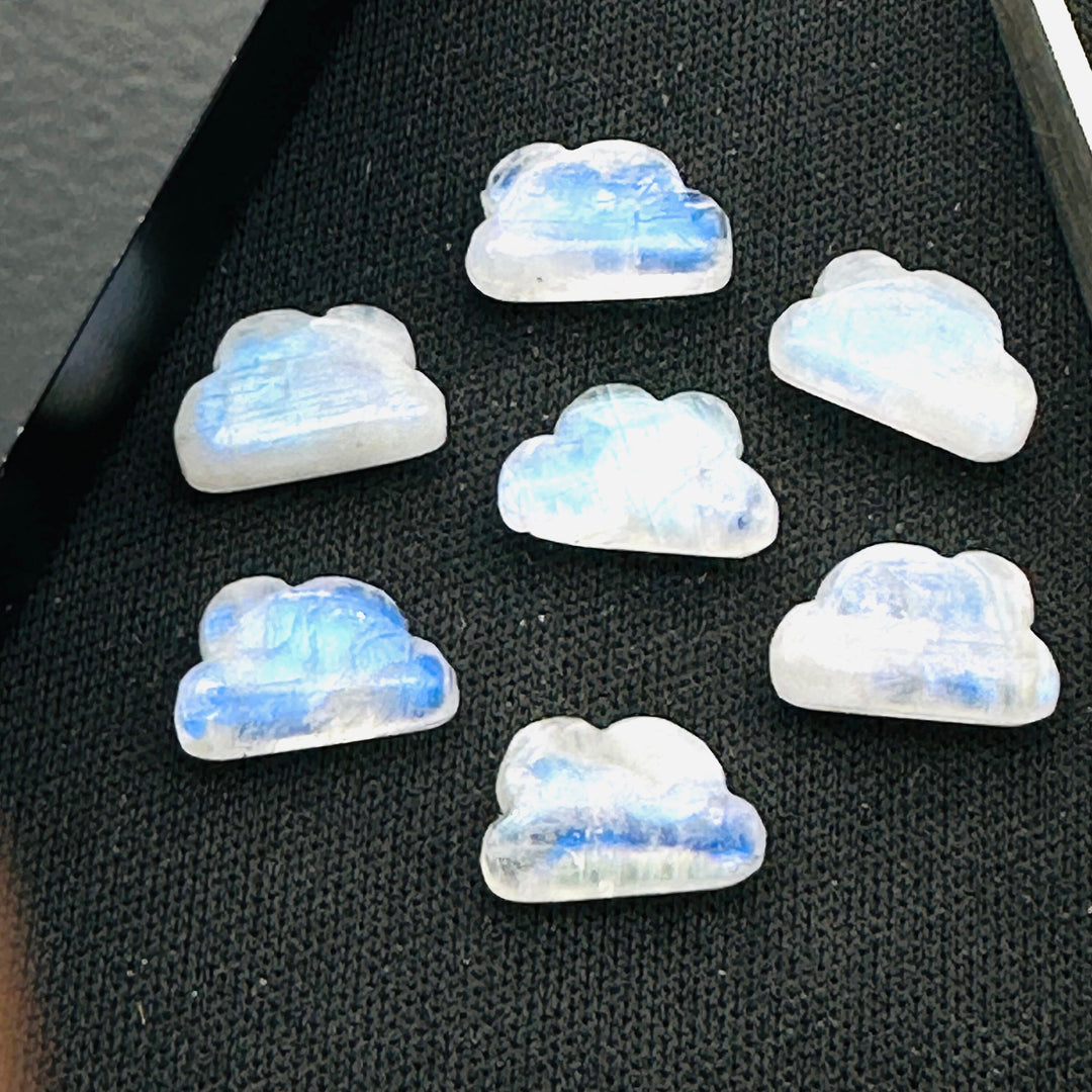 Flashy Rainbow Moonstone Clouds Shape Beads, Rainbow Smooth Cloud Beads, Carved Cloud Gemstone Charms, 12 MM, Loose Carved Briolettes