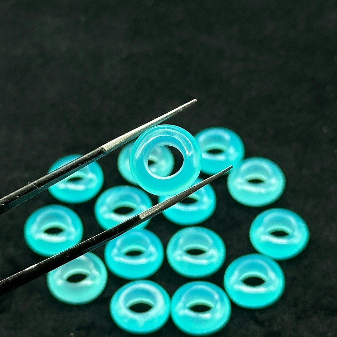 Aqua Chalcedony Donut Shape Gemstones, Aqua Chalcedony Donut Carving, Healing Gemstone Beads, 12 mm Smooth Donut Beads, Gemstone Rings