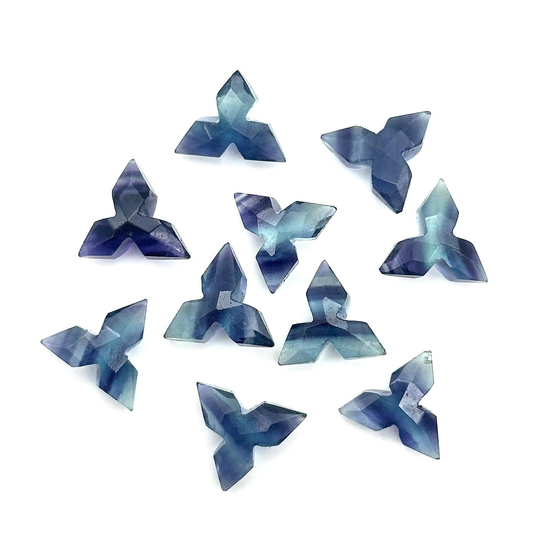 Natural Multi Fluorite Ninja Star Shape Gemstone, Fluorite Hand Carved Star Shape Beads for Jewelry Making, Faceted Briolette's, 12 MM