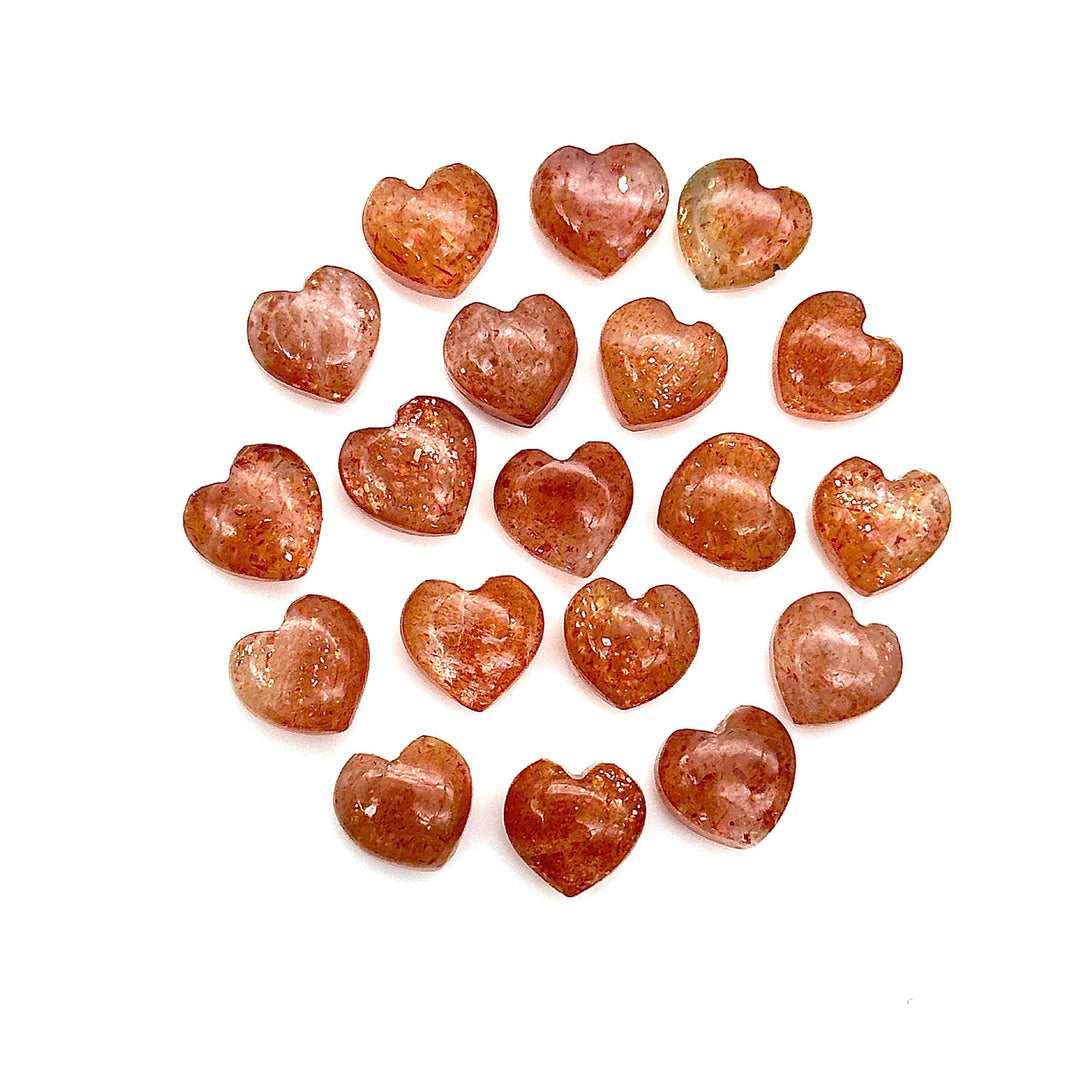 Red Sunstone Heart Briolettes: AAA Gemstone Beads, Hand Carved 8mm