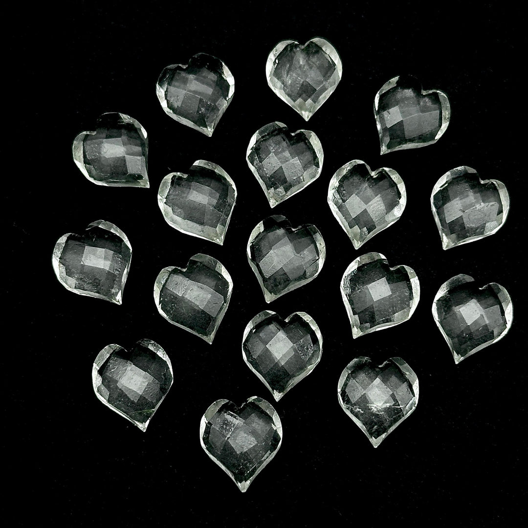 AAA Crystal Quartz Heart Shape Beads, Clear Quartz Hand Carved Heart Charms for Jewelry Making, Faceted Heart Shape Briolette's, 13 MM