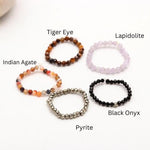 Load image into Gallery viewer, Beaded Stackable Gemstone Rings, Stretchable 2 MM Round Faceted Beads Rings, Elastic Handmade Rings for Women, Promise Ring for Her