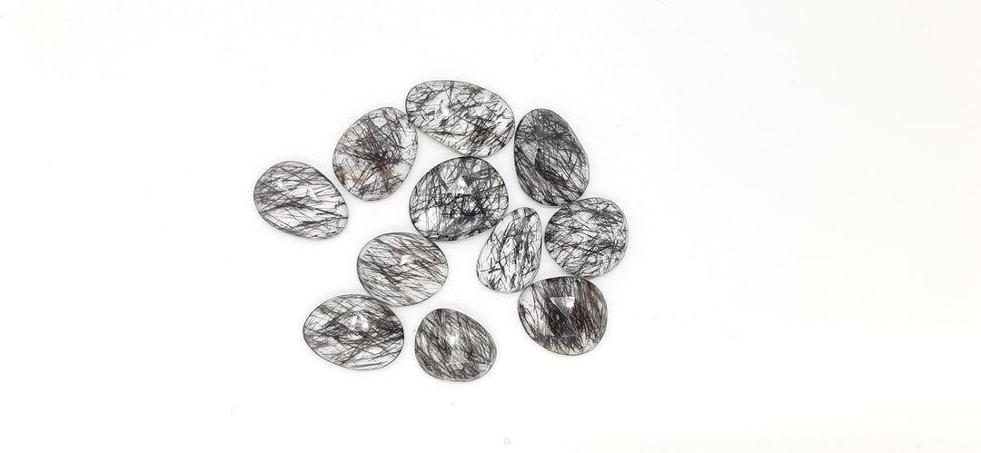 2 pcs AAA+ Quality Black Rutile freeform Rosecut, Blcak Routile faceted rosecut,gemstone for jewelry, jewelry making rosecut 9X6 13X10 mm