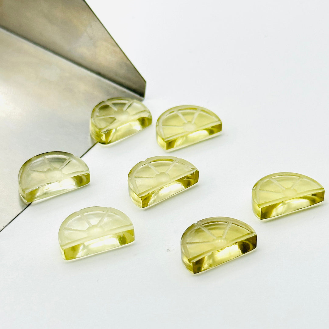 Natural lemon Quartz Slices, Half Lemon Shape Gemstone, Carved Fruit Shape Gemstone, Lemon Quart Carvings 13.5x9 MM, Fruit Cut Stones