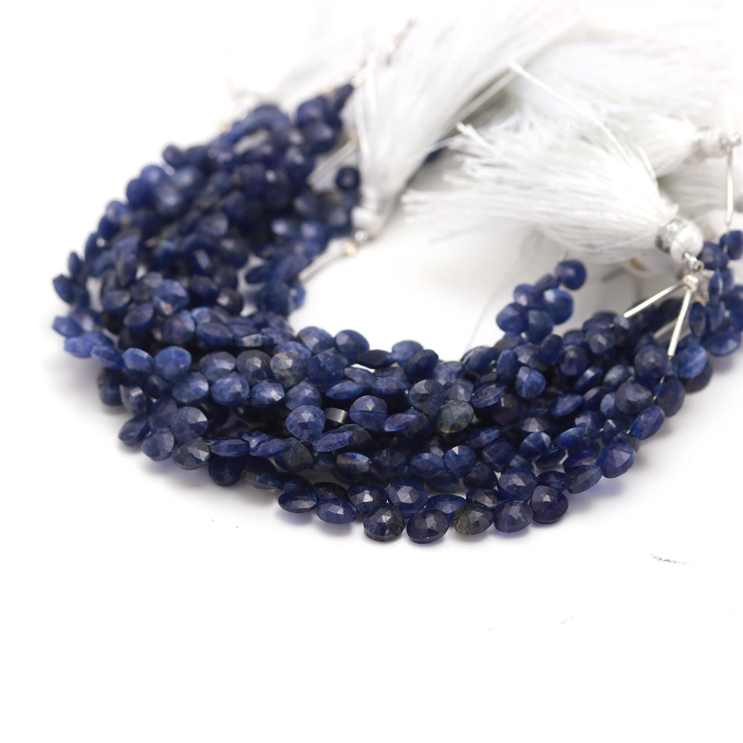 Natural Sodalite Heart Shape Briolettes, Blue Sodalite Heart Shape Beads, 6" Faceted Heart Beads, 6 MM Heart Beads, Moonstone Beads