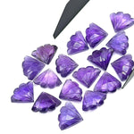 Load image into Gallery viewer, Carved Amethyst Triangle Shape Gemstones, Natural Handmade Amethyst Fancy Shape Briolettes, Butterfly Wings Charm for Jewelry Making 15 MM