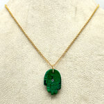 Load image into Gallery viewer, Amazing Malachite Hamsa Necklace, Hand Shape Gemstone Hamsa Necklace For Gift, Reiki Healing Jewelry, 25 MM Hand Necklace For Her