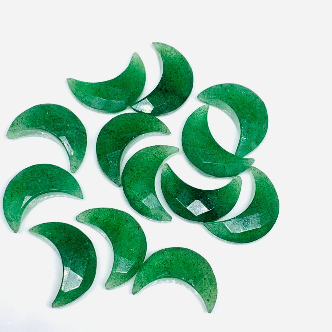 2,3,4,5 Pcs Natural Green Strawberry  Faceted Hand Carved Moon Shape Briolettes,  faceted Carved Moon Shape Gemstone For Jewellery, 17 mm