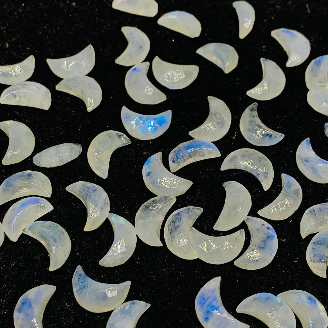 Rainbow Moonstone Faceted Moon Shape Beads, Hand Carved Briolettes Beads, Flashy Moonstone Beads, Celestials Moon Beads 12 MM