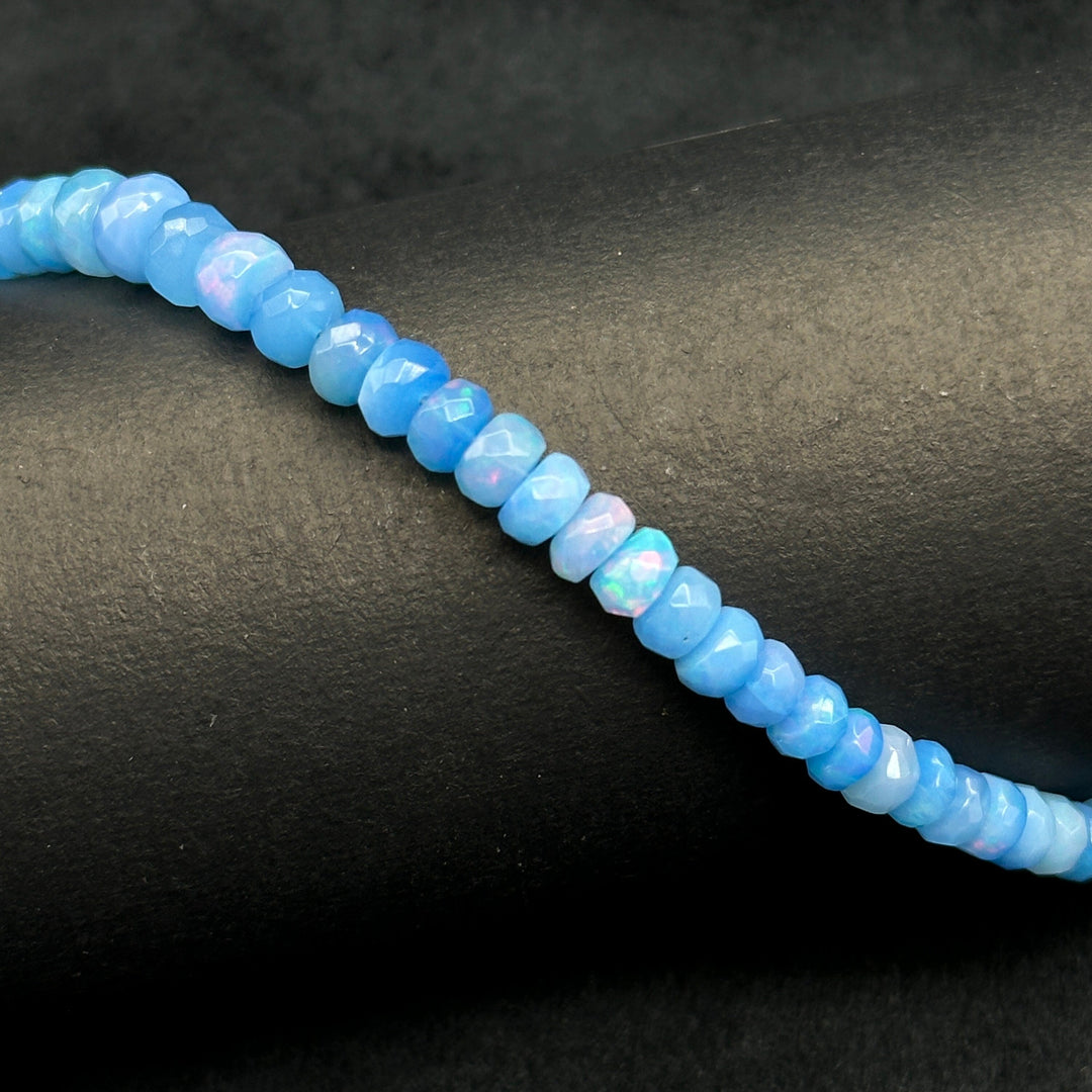 Beautiful Lavendar Opal Fire Beads Necklace, Flashy Faceted Rondelle Beads Necklace, 4-6 MM Healing Gemstone Necklace, Bridesmaid Gifts