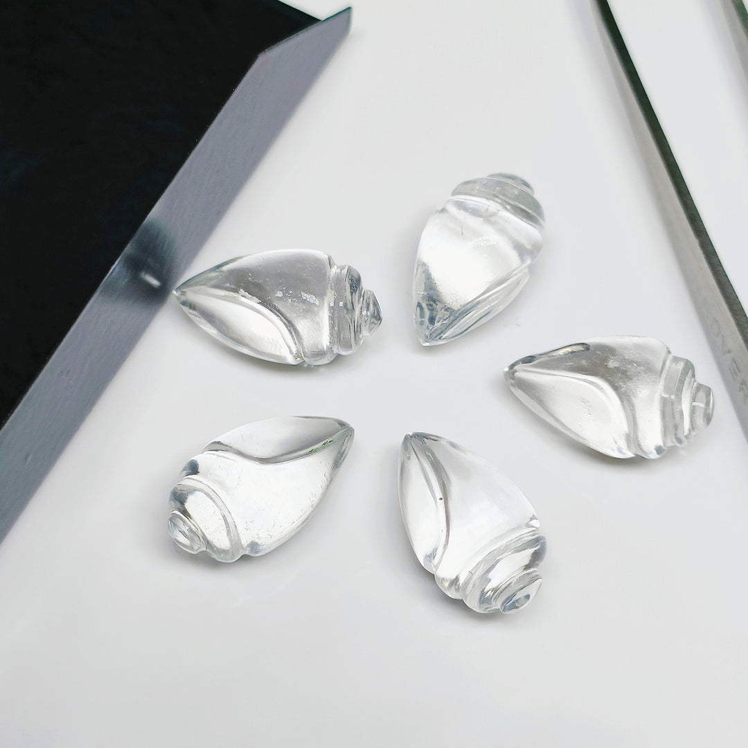 2,3,4,5,6 pcs 100% Natural Crystal Quartz Conch/Snail Shell Shape Carved Gemstone, Handmade Rare Gemstone Carving Shell Shape Item 18X10 mm