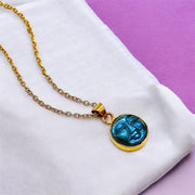 Cute Carved Labradorite Face Pendant, AAA Natural Labradorite Chakra Necklace For Her, 12 mm Face Charm Gift For Women's, Flashy Labradorite