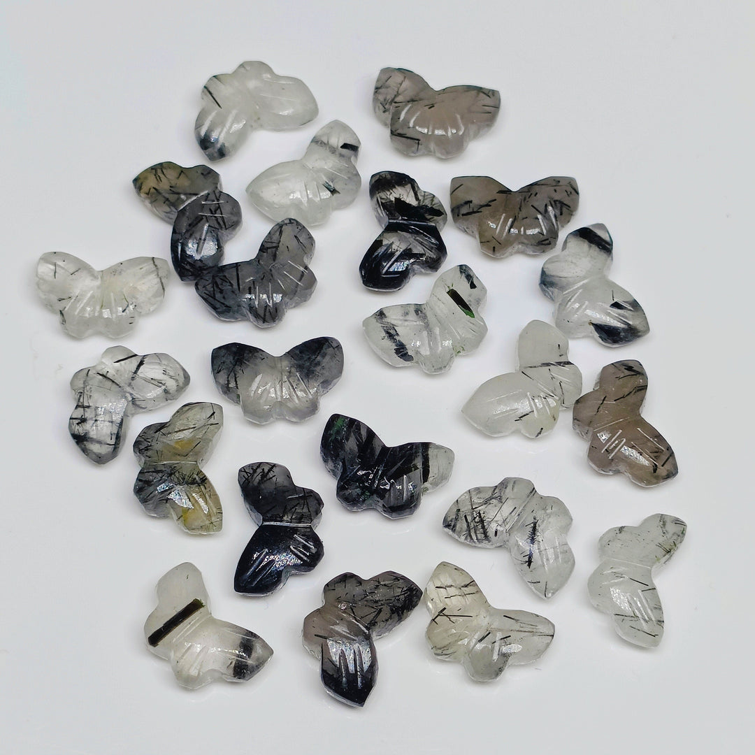 2,3,4,5,6 100% Natural black rutile Butterfly Shape Carving, Hand carved Butterfly shape Gemstone, carved Gemstone jewellery Making,12X7 mm