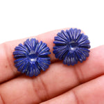 Load image into Gallery viewer, Natural Lapis Lazuli Flower Shape Carving, Blue Lapis Flower Shape Gemstone Beads, Green Flower Charms, 20 MM Reiki Healing Crystal Gifts
