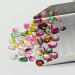 Load image into Gallery viewer, 2,3,4,5,6 small pcs  bio tourmaline rosecuts  Fancy Shape Rosecut, faceted cabochon, flat gemstone, jewelry making rosecut 4-9 mm