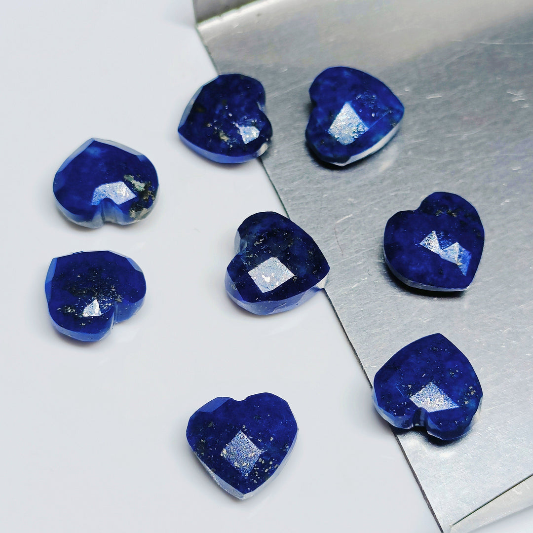 2,3,4,5 Pcs Genuine Lapis Lazuli Heart Shape Gemstone Beads, Hand Carved Heart Shape Briolette's, Wholesale Beads, Loose Gemstone Beads 8 mm