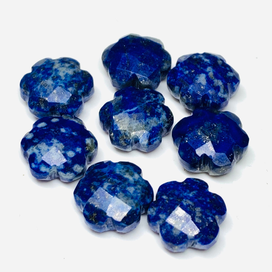 2,3,4,5 Pcs Natural Lapis Lazuli Hand Carved Flower Shape, Carved Flower Shape Gemstone For Jewellery, Flower Shape Gemstone, 10 mm