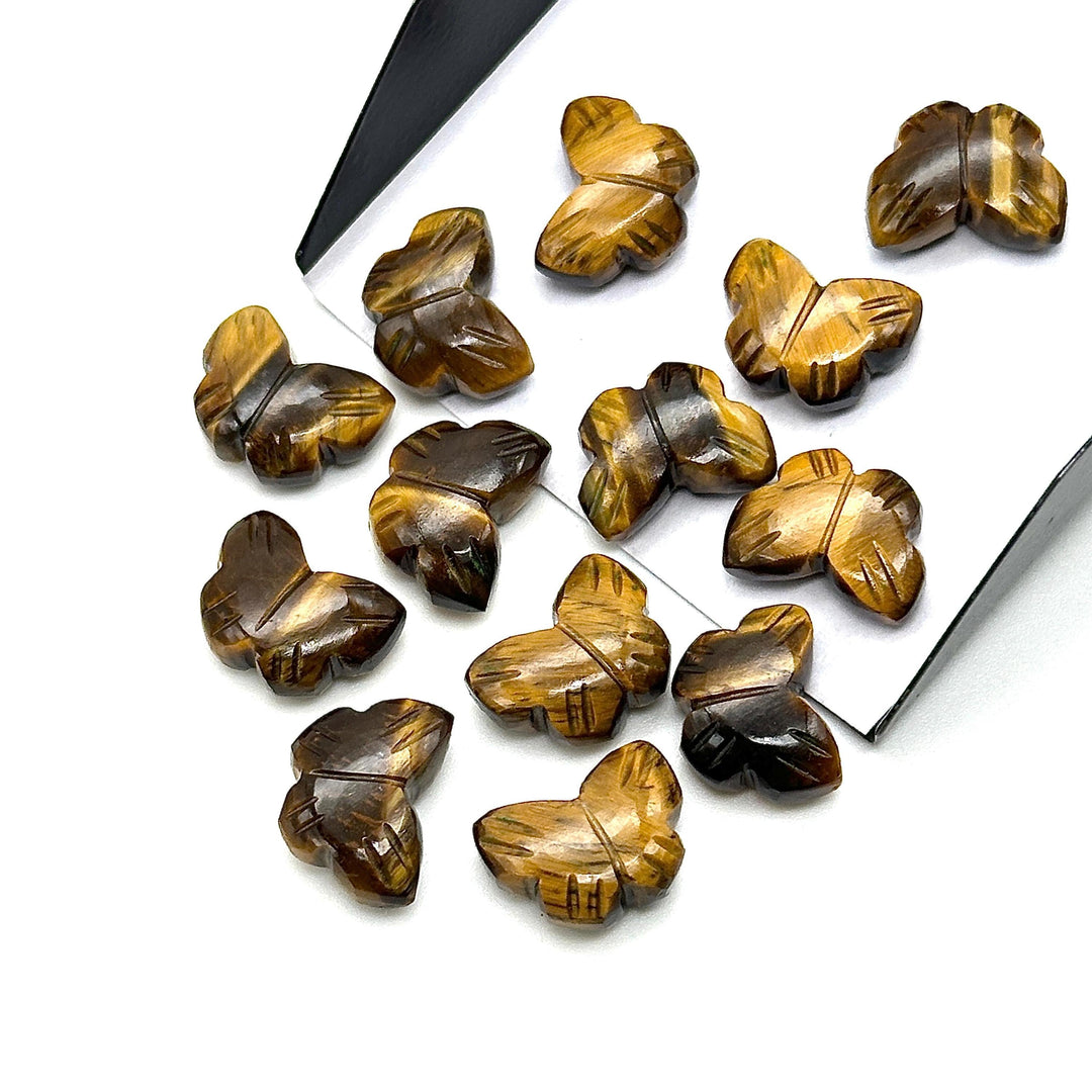 Natural Tiger Eye Shape Beads, AAA Tiger Eye Hand Carved Butterfly Briolettes, Gemstone Carvings, 13 MM Mini Butterfly Charm