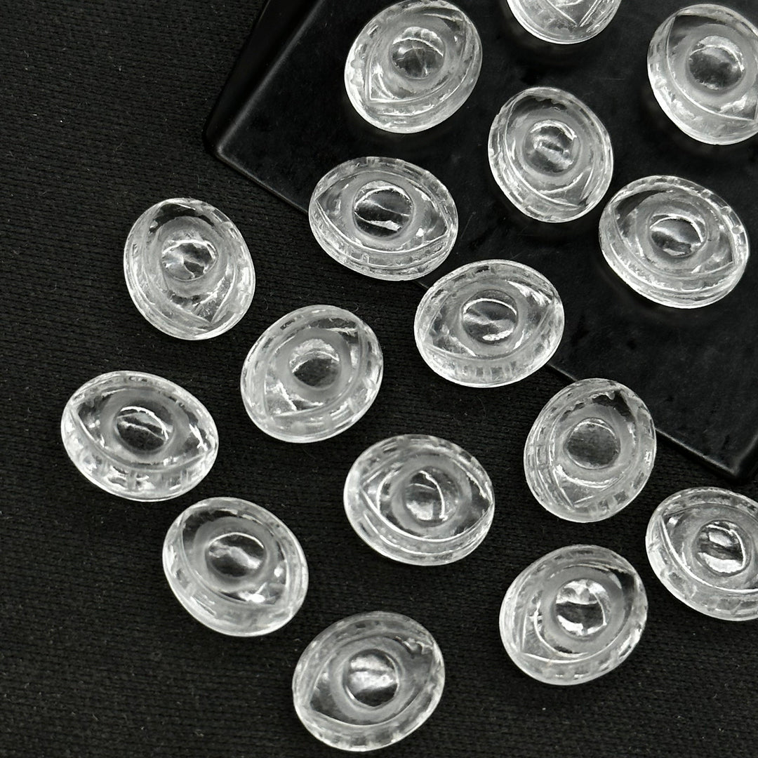 Natural Crystal Quartz Evil Eye Beads, Hand Carved Gemstone Beads, Loose Oval Eye Beads, Evil Eye Charm Beads, Loose Carving Beads 10X12 MM