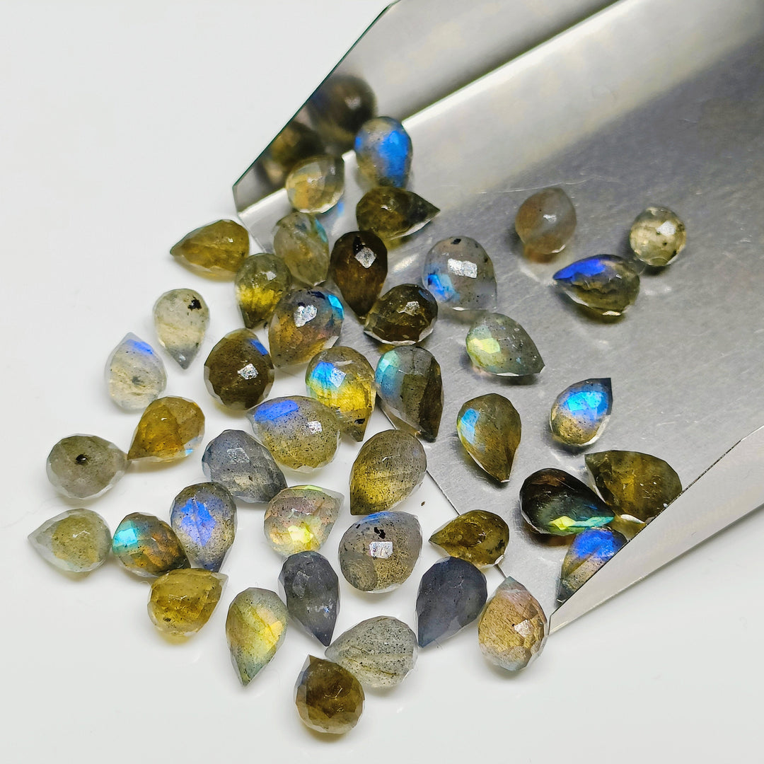 2,3,4,5,6 pcs 100% Natural Labradorite Drop Shape Gemstone, Natural Drop Shape Gemstone, Gemstone for Jewlery, 3X5- 7X4.5 mm (Approx)