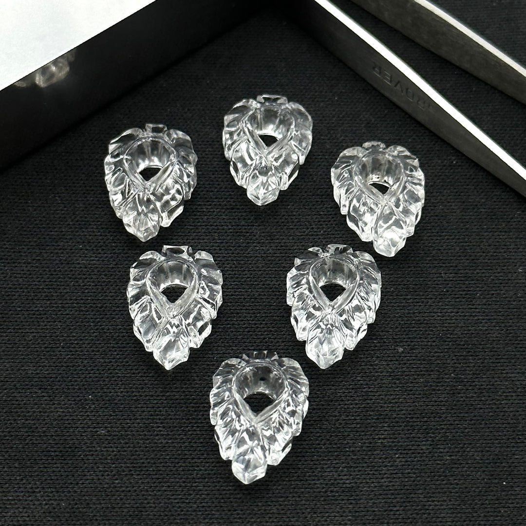 1,2,3,4,5 pcs Natural Crystal Quartz Pear Shape Carved Gemstone, Pear Shape Carving, Crystal Quartz Hand Carved Gemstone for Jewlery 18X12mm