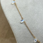 Load image into Gallery viewer, Beautiful Rainbow Moonstone Pear Necklace, Blue Flashy Faceted Pear Chain Necklace, Necklace For Girls, Gift For Her, Gold Plating Chain