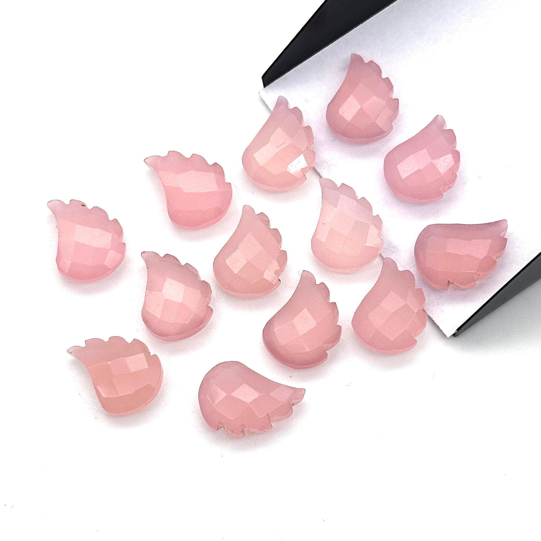AAA Pink Chalcedony Leaf Shape Beads, Hand Carved Leaf Shape Briolette's, Faceted Fancy Carvings for Jewelry, 11X15 MM, Wholesale Beads