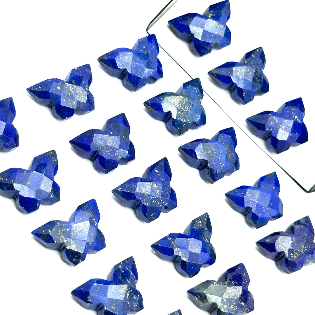 Lapis Lazuli Butterfly Beads: Handmade Faceted Gemstone Charms (14x10 MM)