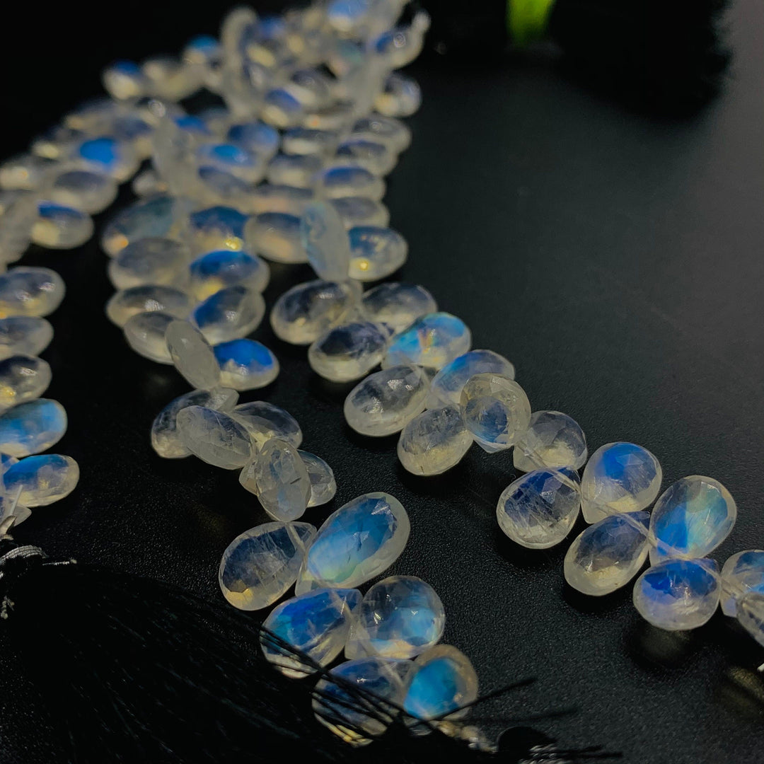 AAA quality Natural Rainbow Moonstone Pear Shape beads, 6.5 " inch strand, Rainbow Moonstone Pear Shape gemstone for Jewellery