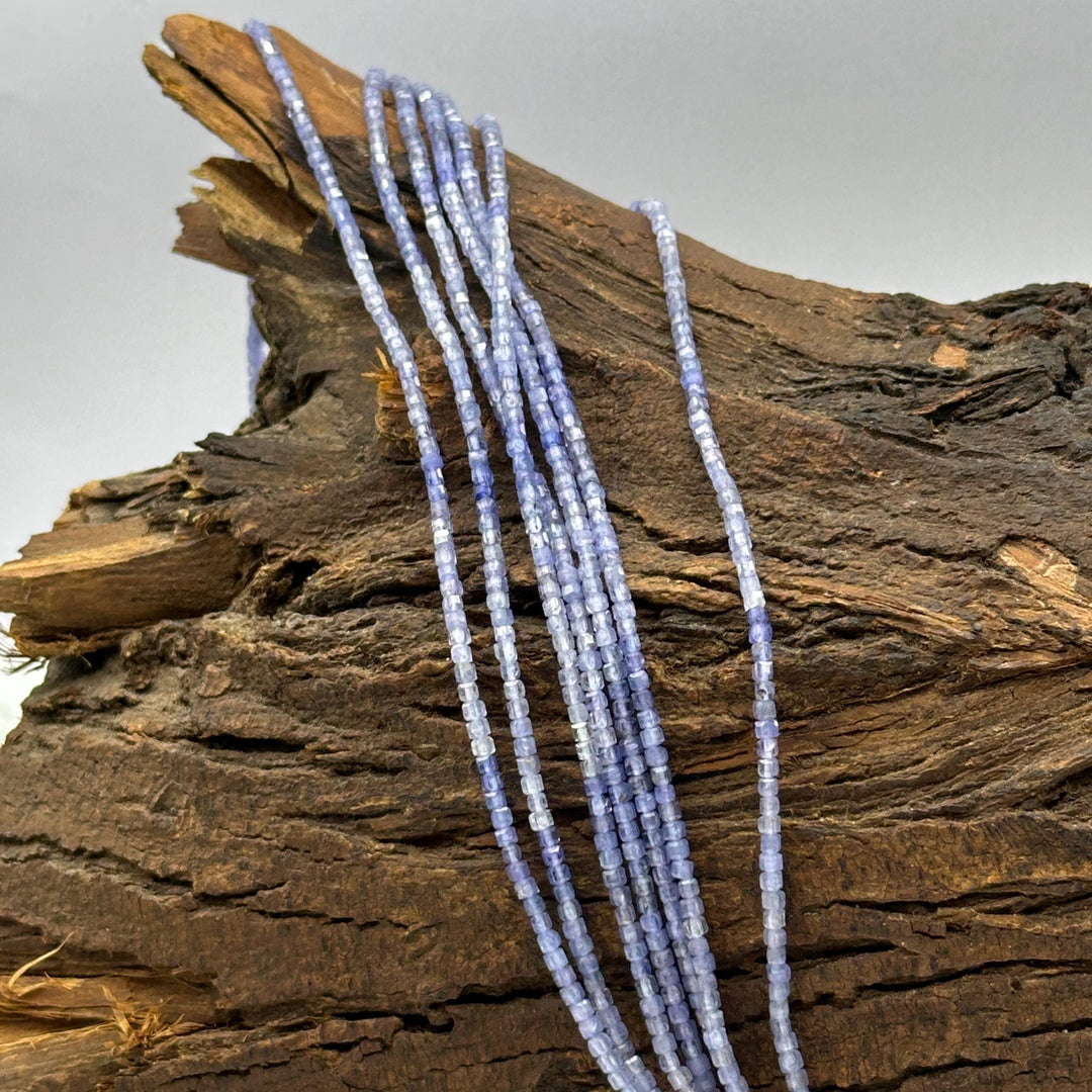 Natural Tanzanite Box Shape Beads, 2 MM Tanzanite Shaded Gemstone Beads, 12 Inches Cube Shape Faceted Loose Beads Strand for Jewelry Making