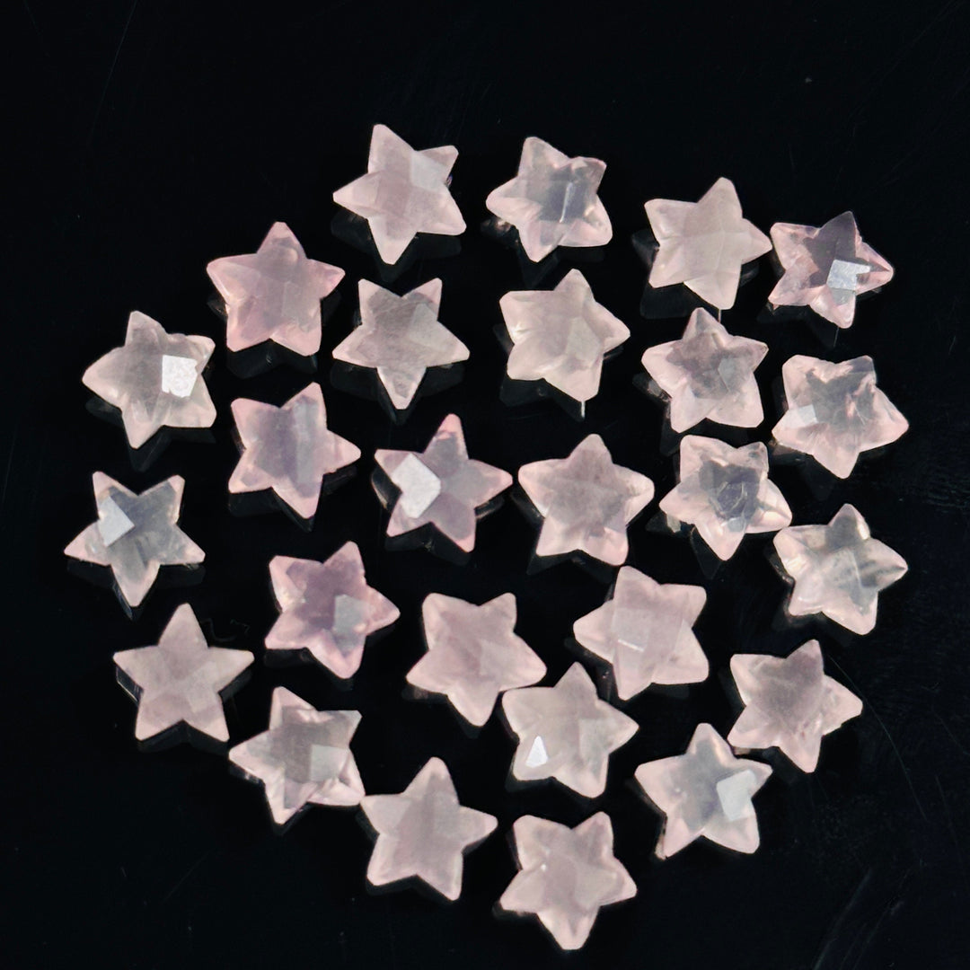Miniature Stars, Natural Rose Quartz Faceted Carved Star Beads, Star Shape Gemstone for Jewelry, 8 mm Star Shape Briolette's, Star Charms
