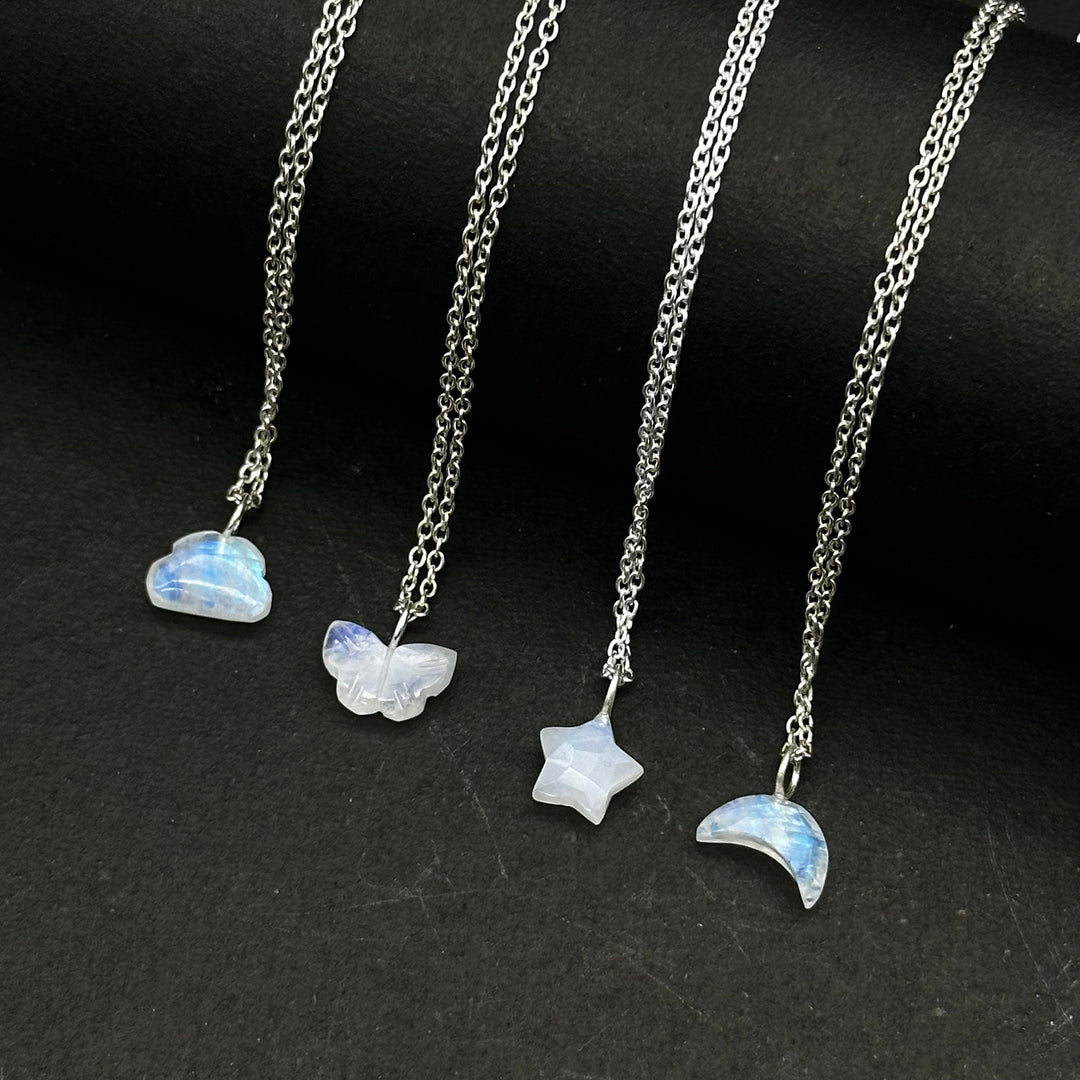 Blue Flashy Rainbow Moonstone Gemstone Necklace, Fancy Fire Gemstone Choker For Girls, Handmade Silver Necklace, Moonstone Jewelry For Gifts