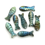 Load image into Gallery viewer, Natural Labradorite Fish Shape Carving, Flashy Labradorite Fish Briolette's, Sea Fishes, 25 MM, Fish Charms for Jewelry, Healing Labradorite