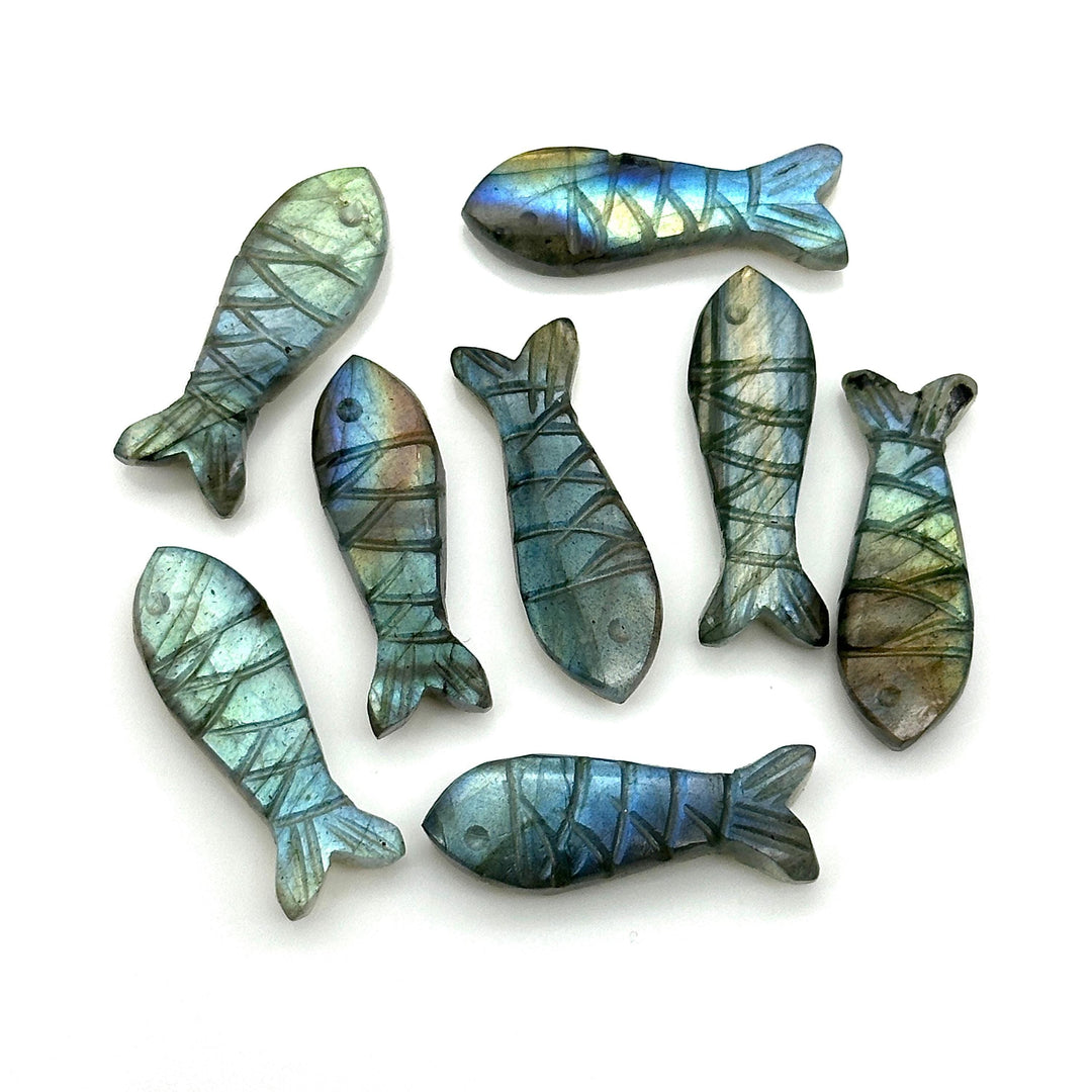 Natural Labradorite Fish Shape Carving, Flashy Labradorite Fish Briolette's, Sea Fishes, 25 MM, Fish Charms for Jewelry, Healing Labradorite