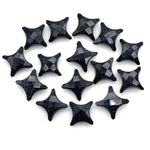 Load image into Gallery viewer, Black Sunstone Ninja Star Beads: Faceted Gemstone Carvings (11x15 mm)