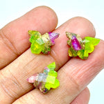 Load image into Gallery viewer, Neon UV Light Beads, Neon Green &amp; Purple Copper Turquoise Butterfly Beads, Faceted Butterfly Gemstone, Neon Turquoise Carving Beads 14x10 MM