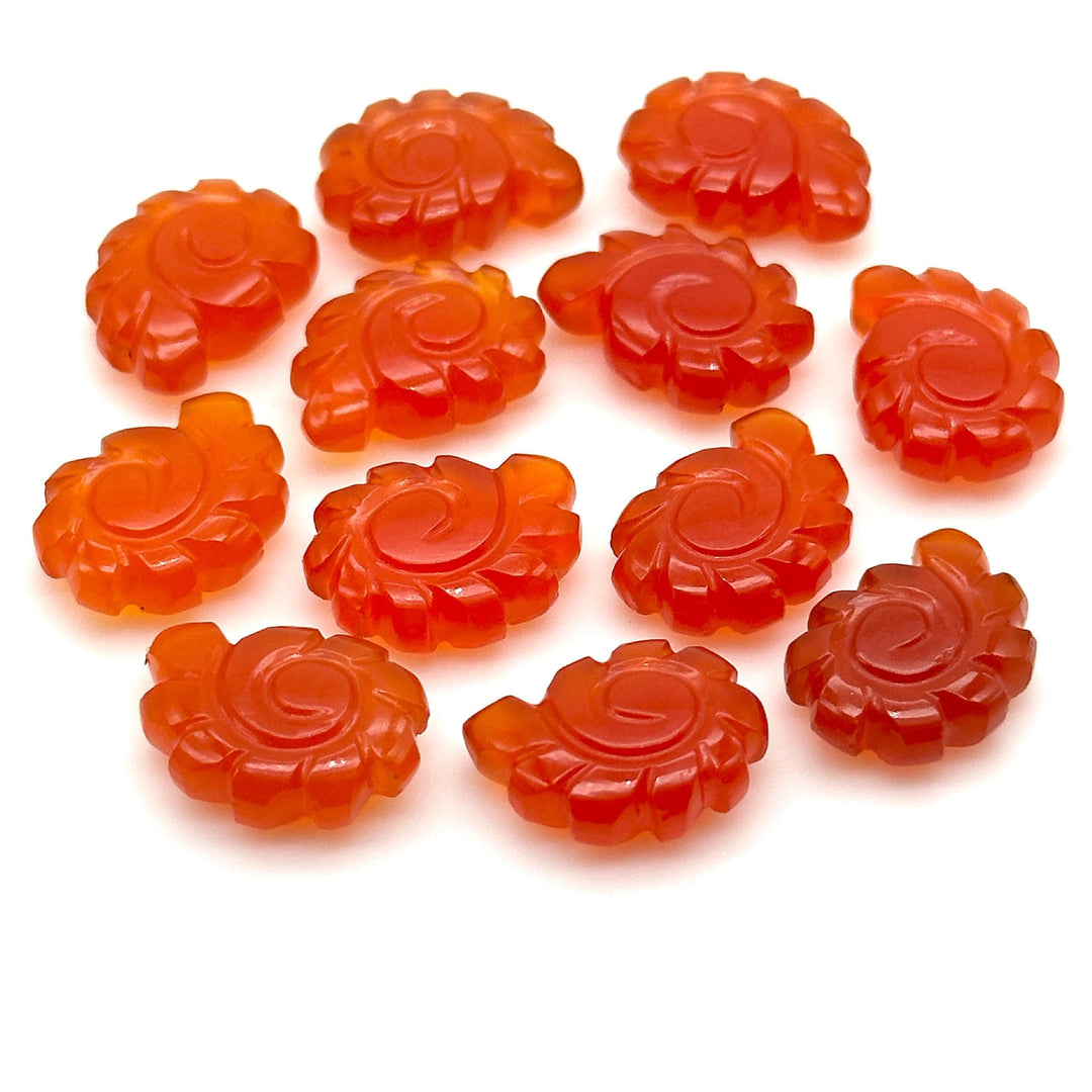 Genuine Carnelian Carved Shell Beads, Hand Carved Snail Shell Shape Gemstone, Seashell Charm, 16 MM Orange Seashell For Jewelry Making