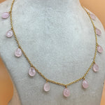 Load image into Gallery viewer, Natural Rose Quartz Pear Beads Necklace, Faceted Drop Chain Necklace, Natural Gemstone Chain Jewelry, Meditation &amp; Healing Beads Necklace