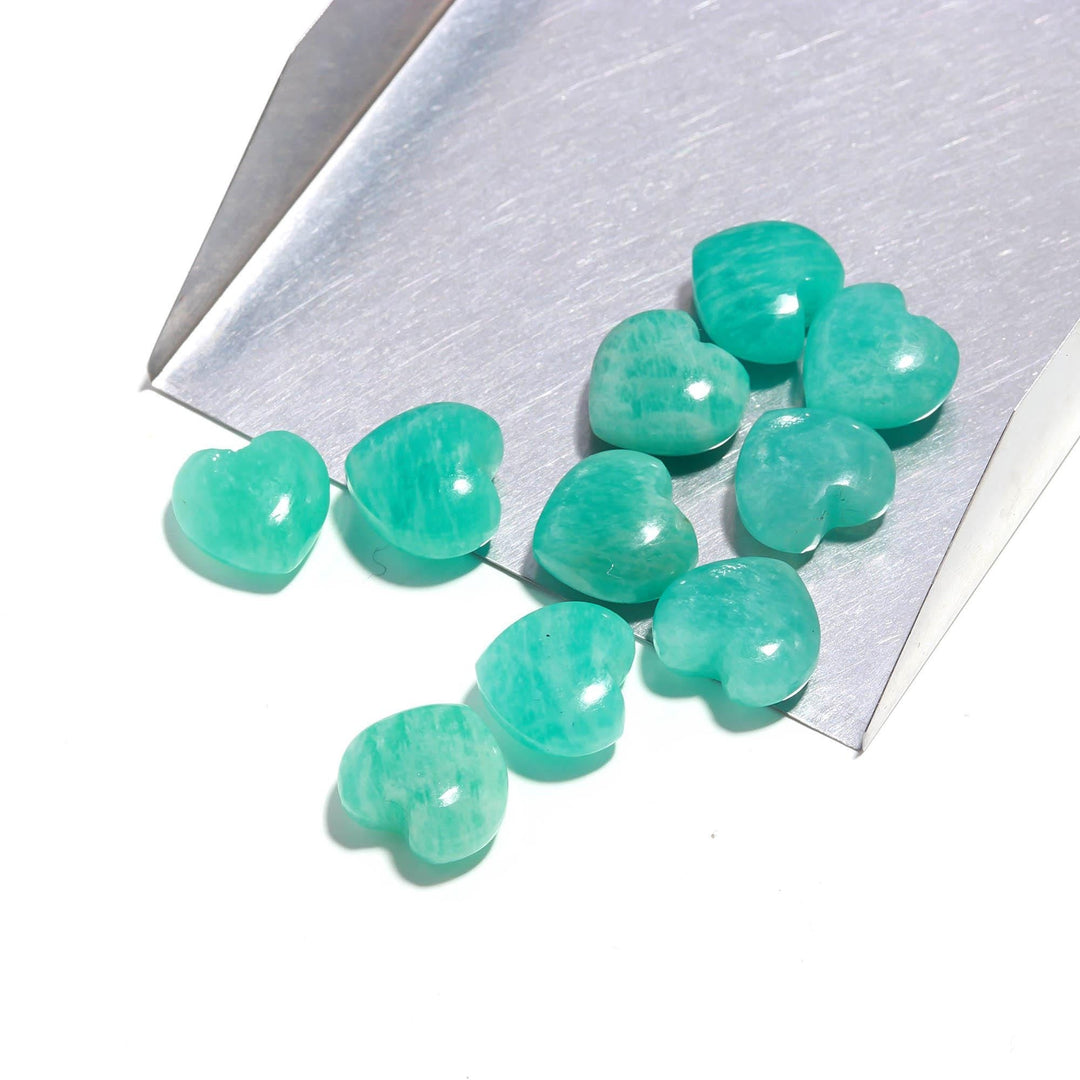 Natural Amazonite Heart Shape Briolette's, Green Amazonite Smooth Heart Shape Beads, AAA Hand Carved Charm for Jewelry Making 12 MM