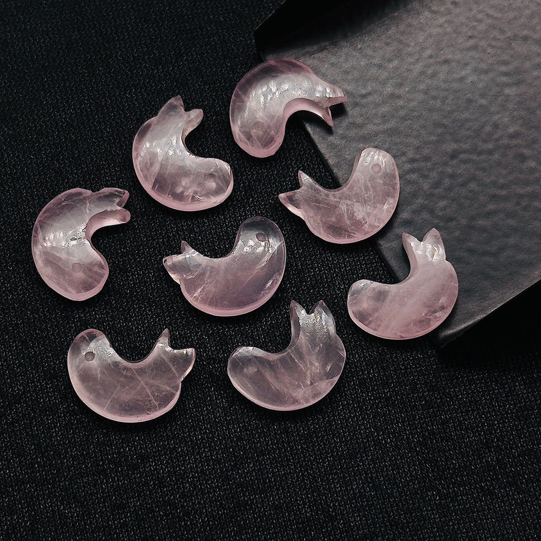 Natural Rose Quartz Dolphin Carving, Hand Carved Dolphin Shape Gemstone, 15 MM, Feminine Energy Fish Charm Healing Crystal, Carved Beads