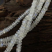 AAA Natural Rainbow Moonstone Rondelle Beads, Flashy Moonstone Smooth Beads for Jewelry, 4-8 MM Loose Wholesale Beads, White Rainbow Beads