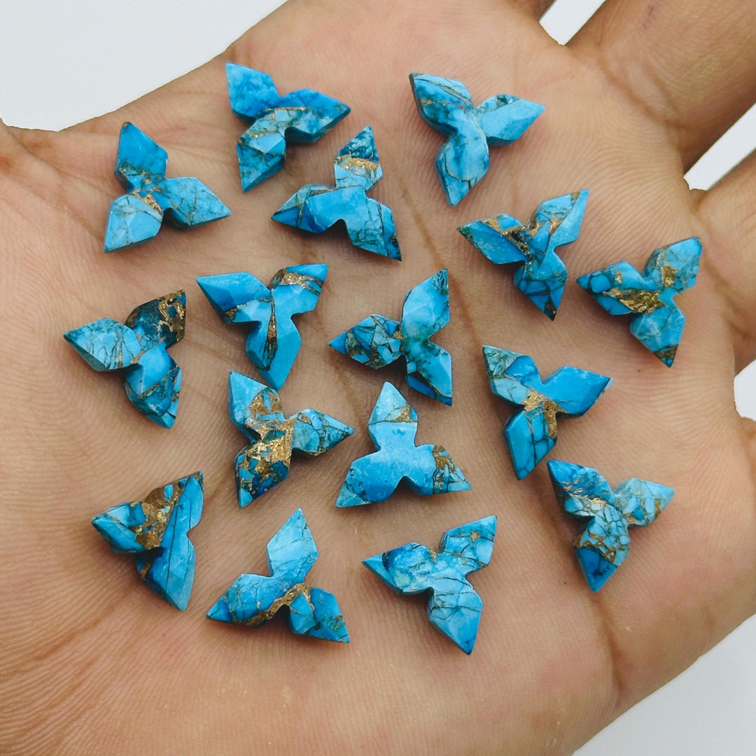 Copper Copper Turquoise Star Carving Beads, Fancy Star Shape Gemstone Beads, 12 MM Jewelry Making Star Shape Briolette Beads